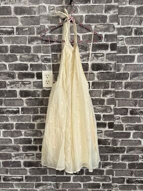 NWT Hers & Mine halter romper floral embroidered pockets cream ivory